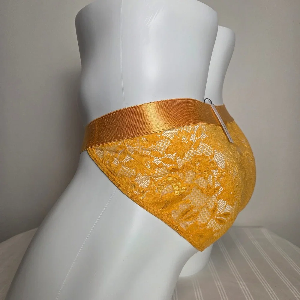 Cosabella Luxurious Mens Mid Rise Lace Brief Turmeric Yellow Underwear